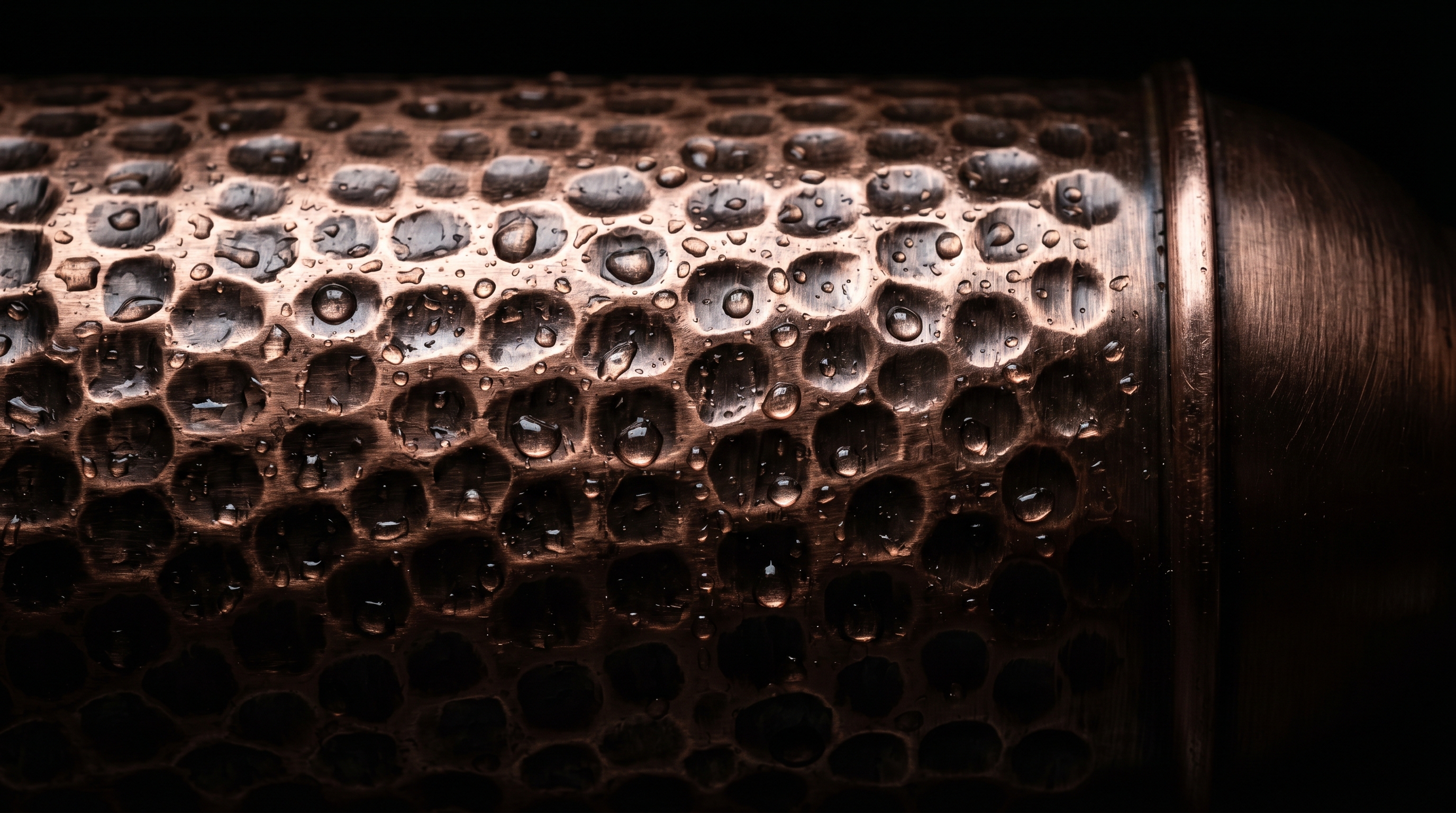 Close-up of the copper surface texture
