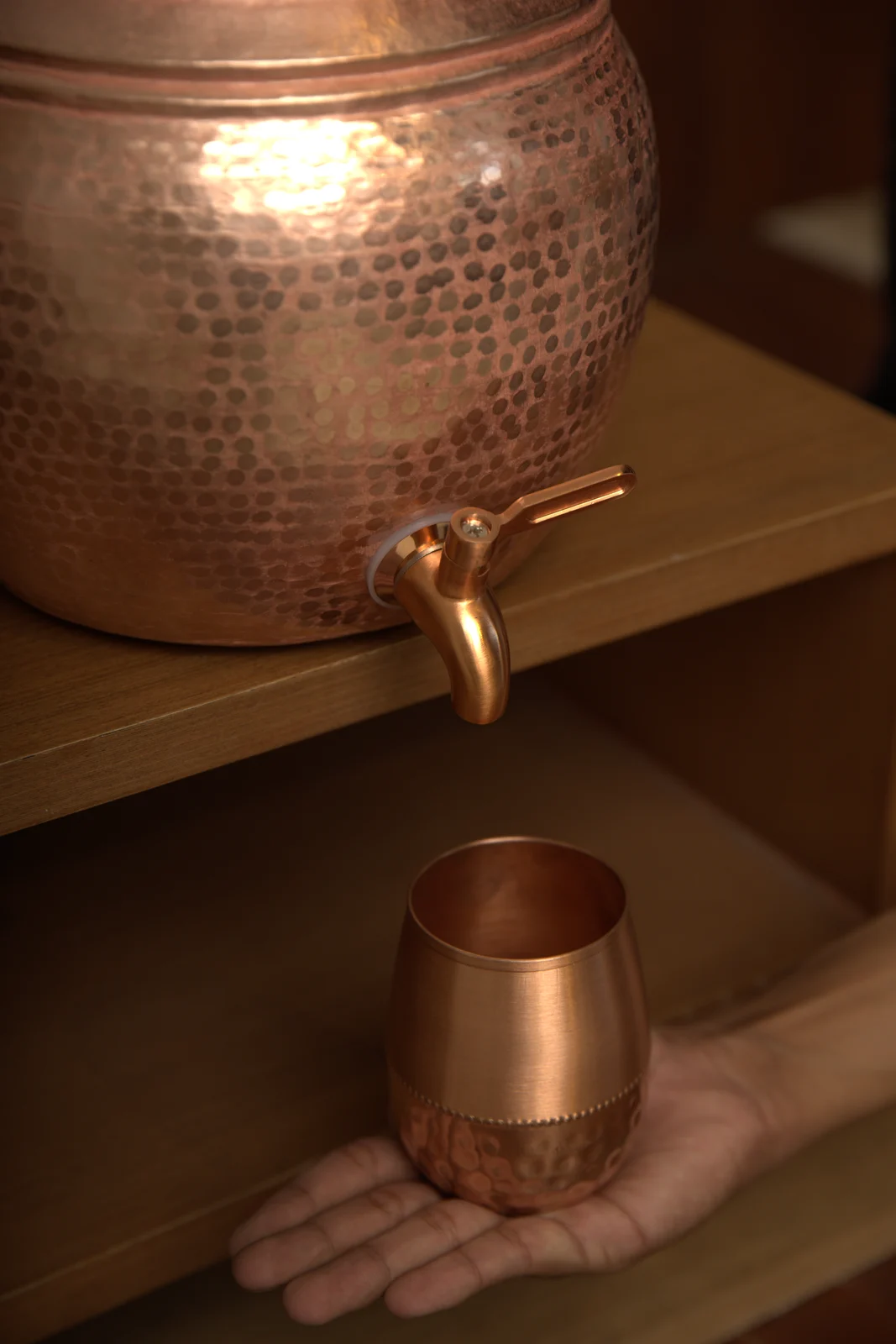 Tamakala copper water dispenser tap and cup